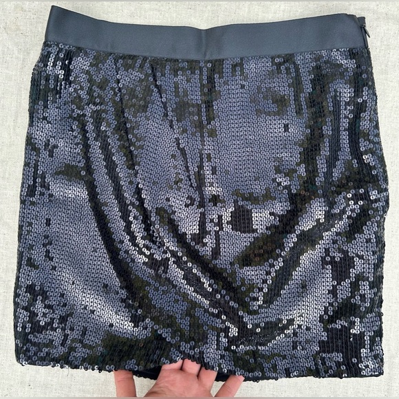 NWOT🌟VINTAGE🌟black sequined mini skirt overlapping draped front side zip… - Picture 6 of 15